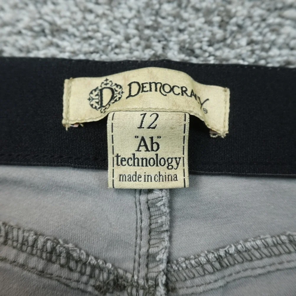Democracy Jeans Womens 12 Gray Camo Ab Technology Pants Stretch Skinny Mid Rise